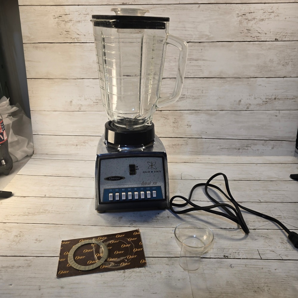 Tested VTG Osterizer Galaxie VIII Blender Chrome 8-Speed Glass Jar Made in USA